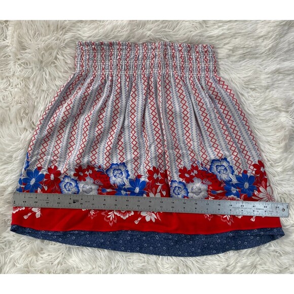 Reversible Skirt Red White Blue Flowers Size XS/S - Picture 2 of 6